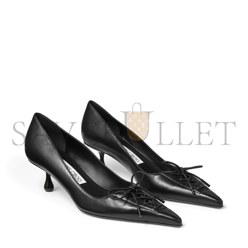 JIMMY CHOO SCARLETT 50 BLACK NAPPA LEATHER PUMPS SCARLETT50NAP